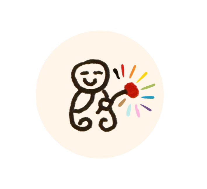 BabblingZen Logo small buddah with a rainbow flower